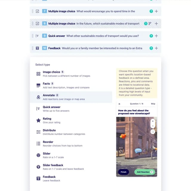 Question type guidance