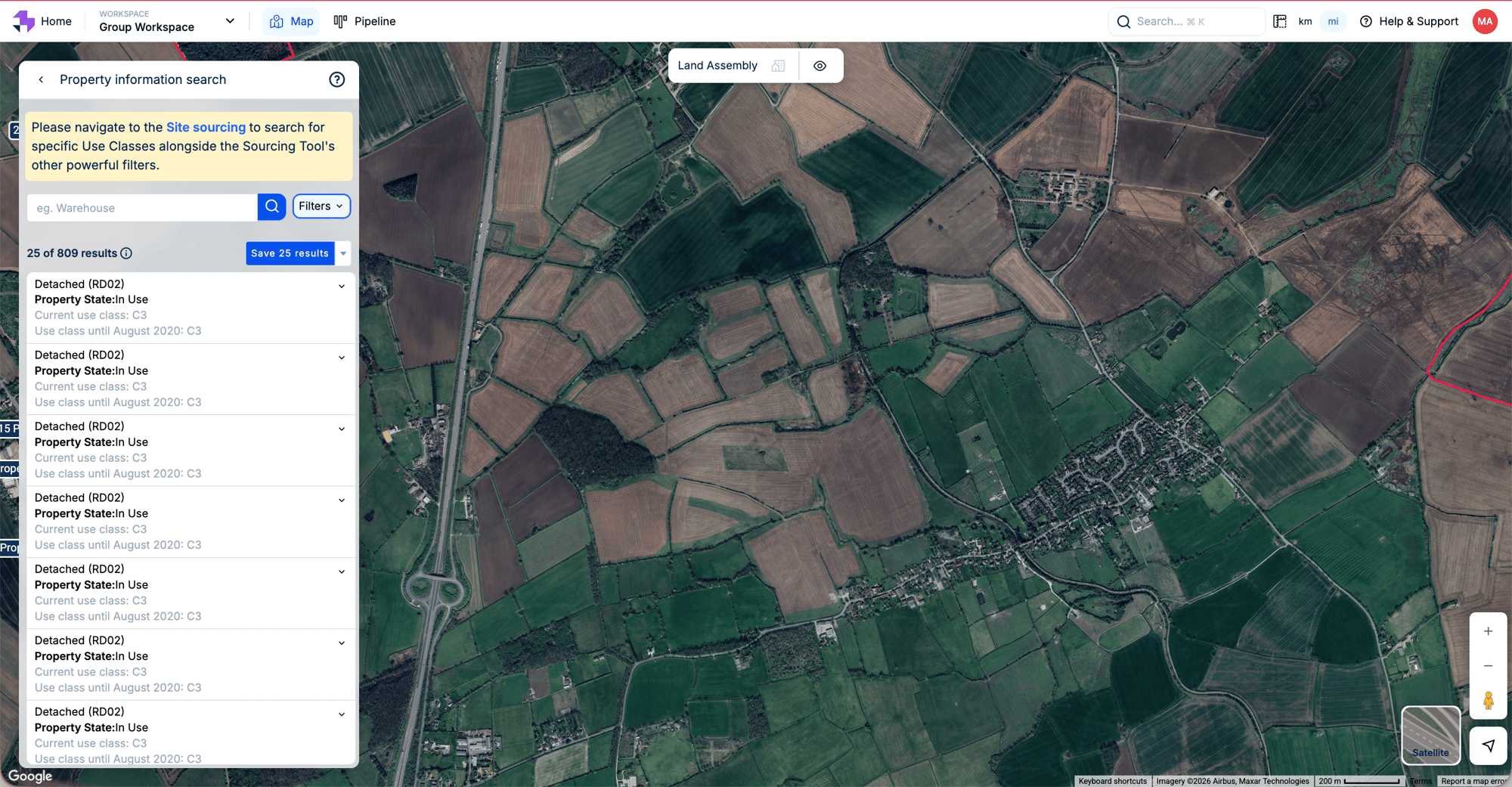 Property information search screenshot