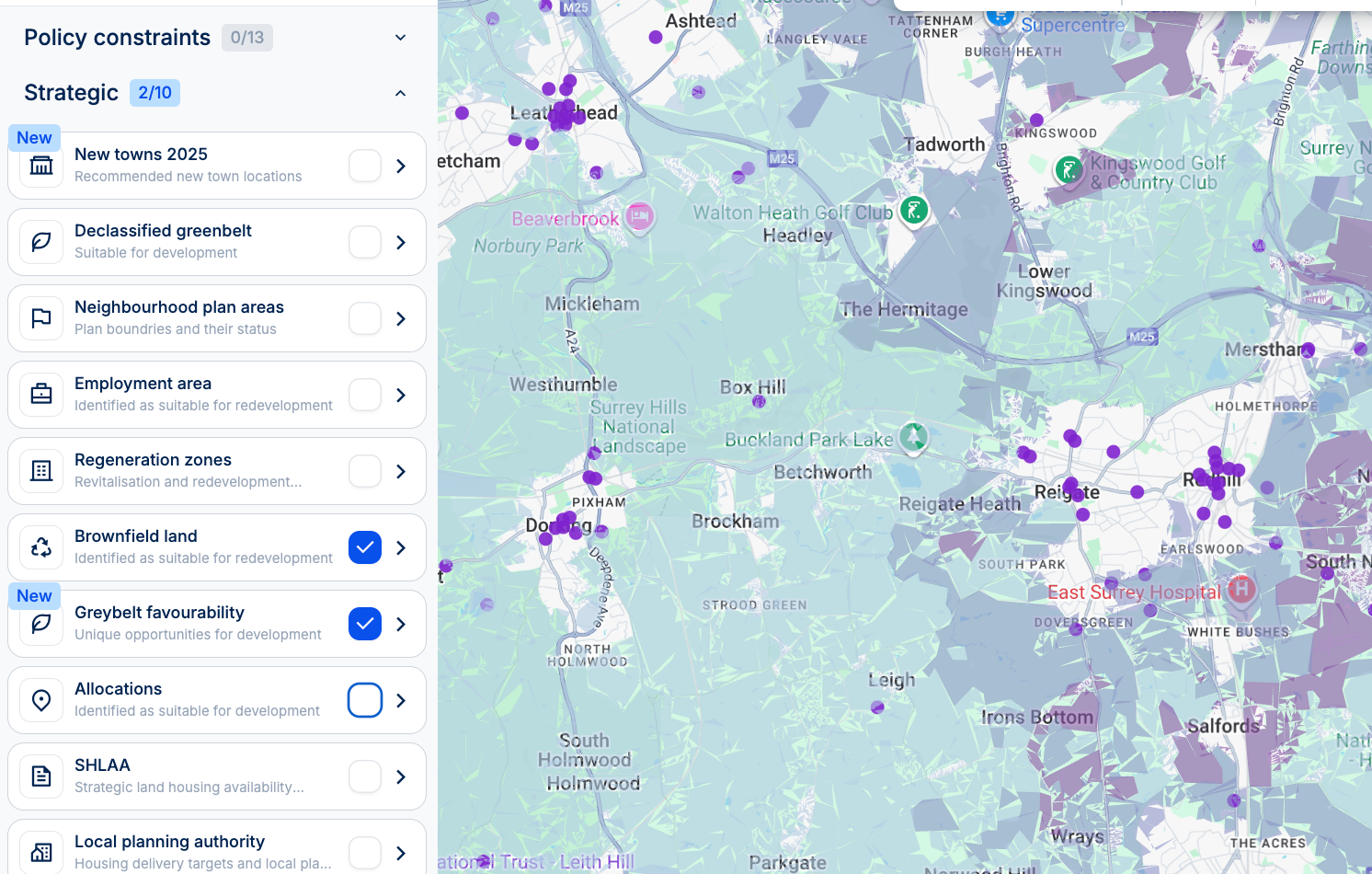 Find the best development sites