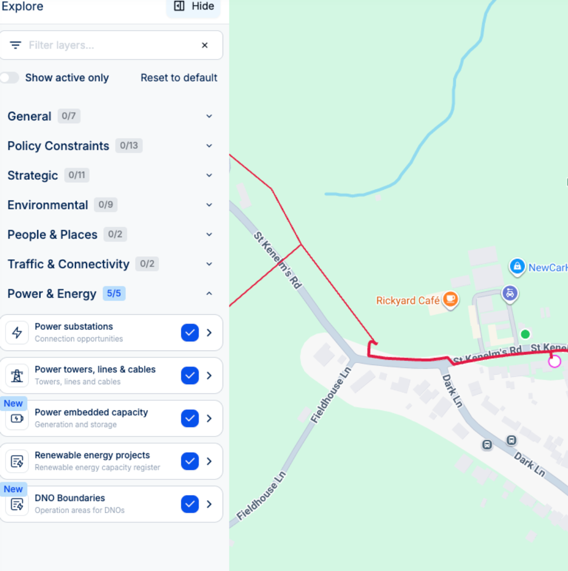 Identify technically viable sites - power