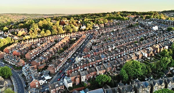 Aerial view of a village