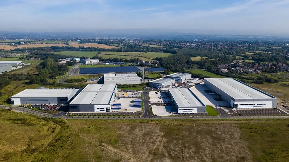 Aerial view of a business park