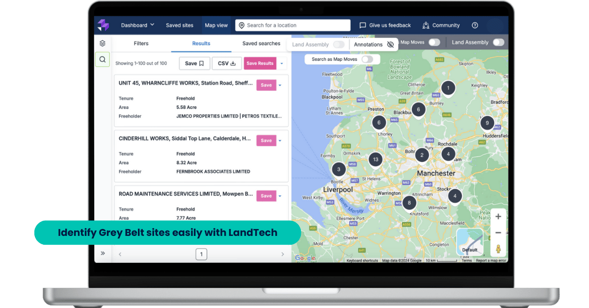 identify grey belt sites easily with LandTech