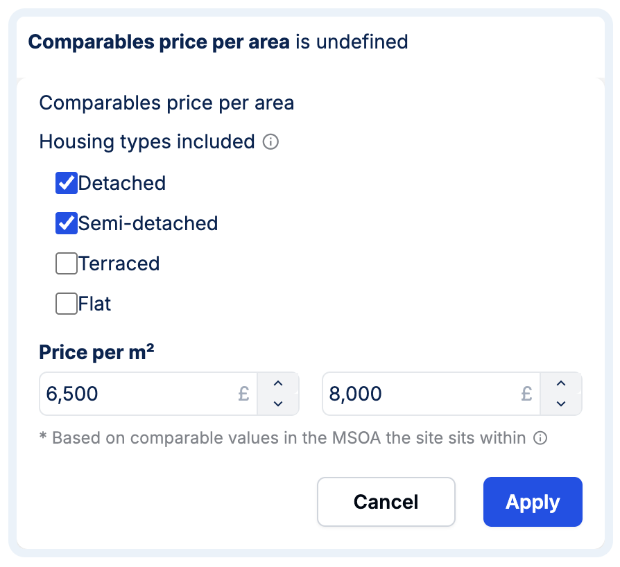 new comparables filter 2026 screenshot