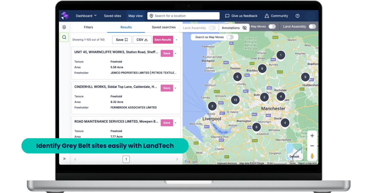 identify grey belt sites easily with LandTech